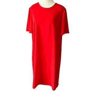 Ann Taylor Womens 12 Short Flutter Sleeve Tomato Red Summer Dress Cocktail Flowy